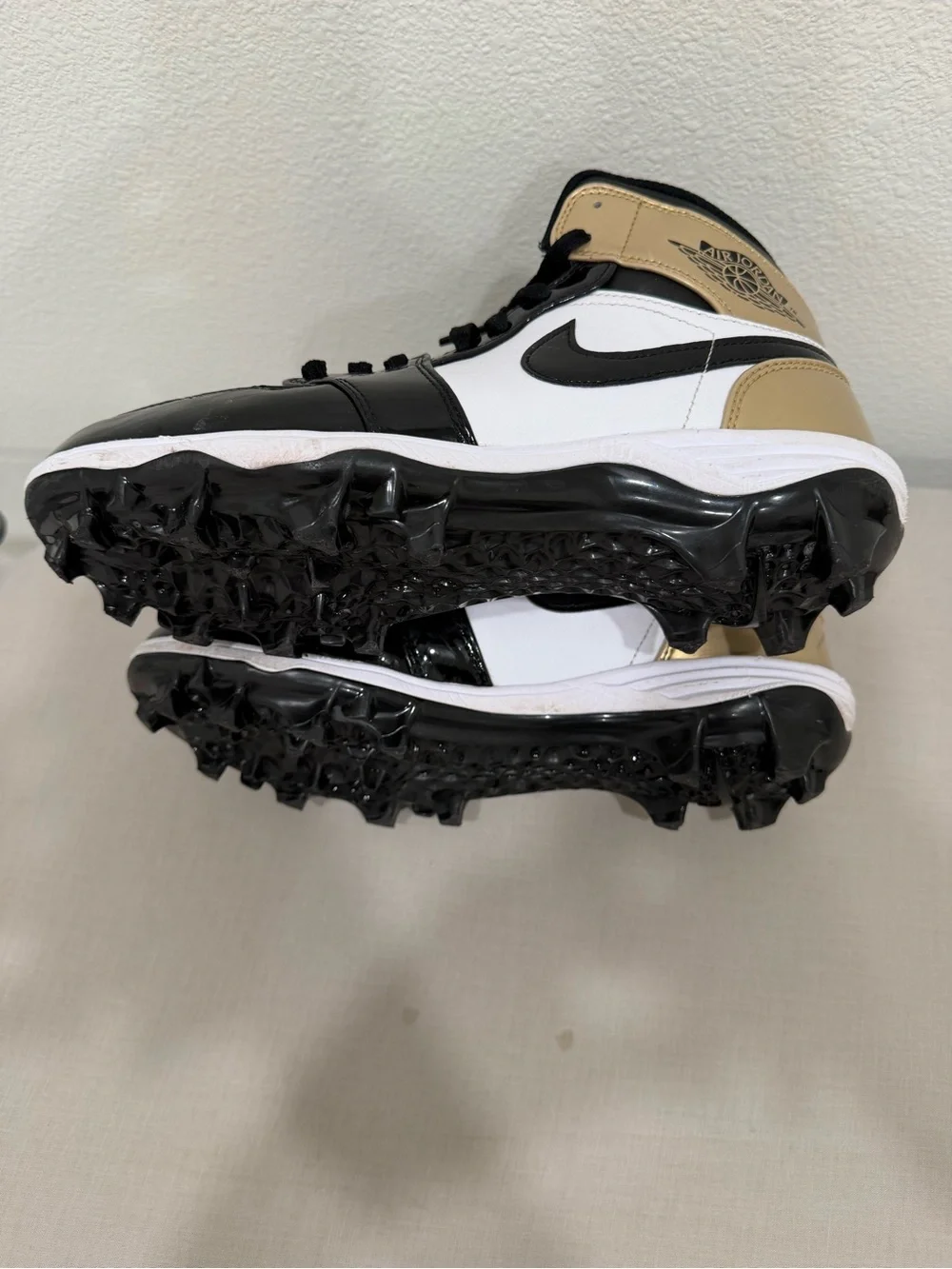 Jordan Kids Black White Gold Football cleats